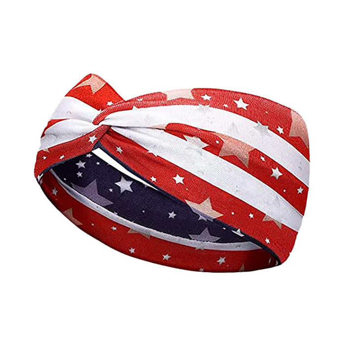 Wholesale 2PCS American Flag Independence Day Stars Knotted Sweat Absorbent Sports Bundle Fabric Headband JDC-HD-YunQ001