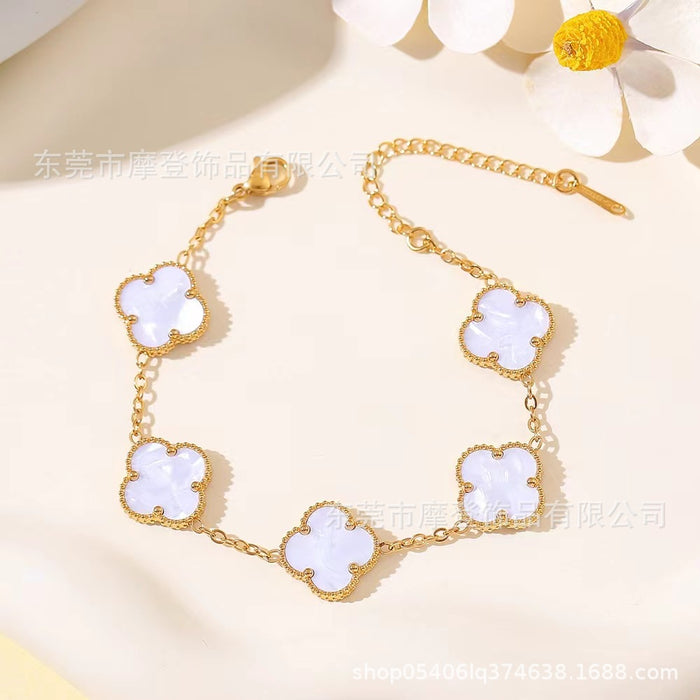 Wholesale titanium steel four-leaf clover bracelet JDC-BT-Modeng002