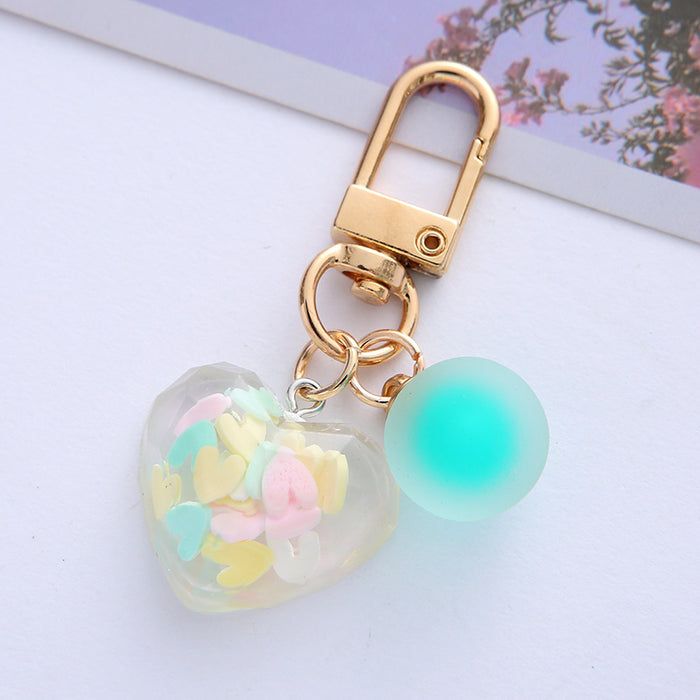 Wholesale Acrylic Color-transmitting Love Keychain Dreamy Small Beaded Heart-shaped Pendant