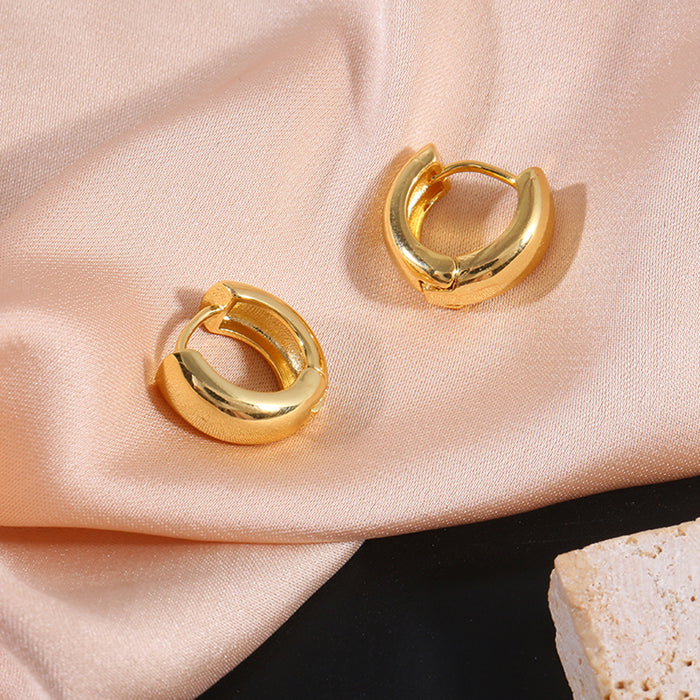 Wholesale Ladies' high-end copper material smooth concealed buckle versatile circle earrings in stock