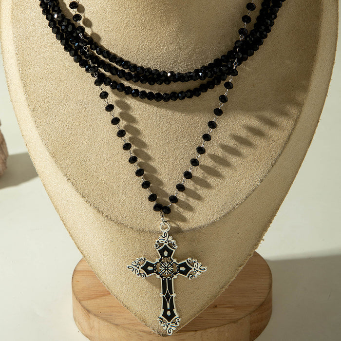 Wholesale Gothic Vintage Dark Cross Pendant Necklace Copper Layering Jewelry Boutique Resale MOQ≥2