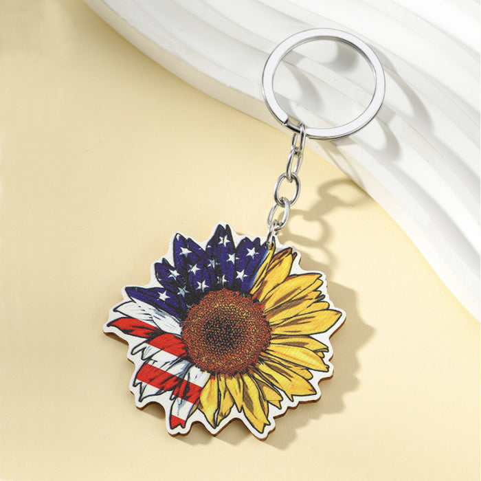 Wholesale American Flag Wooden Eagle Butterfly Keychain JDC-KC-WoD002