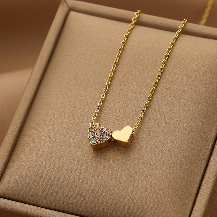 Wholesale European and American minimalist luxury mini heart-shaped collarbone chain temperament pendant copper plated gold necklace