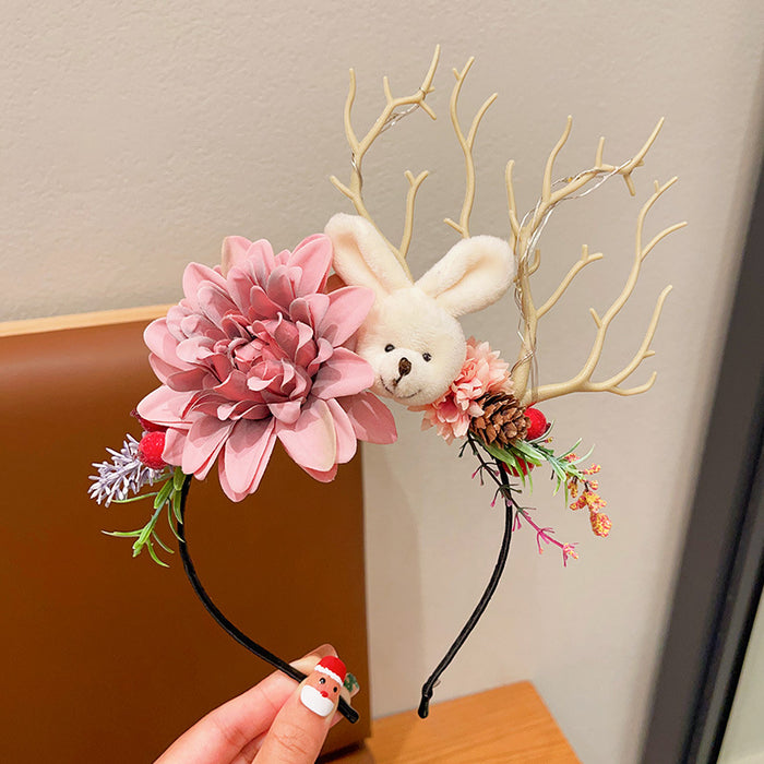 Wholesale Christmas Glow Headwear Fun Dress-up Headband Antler Hair Accessories