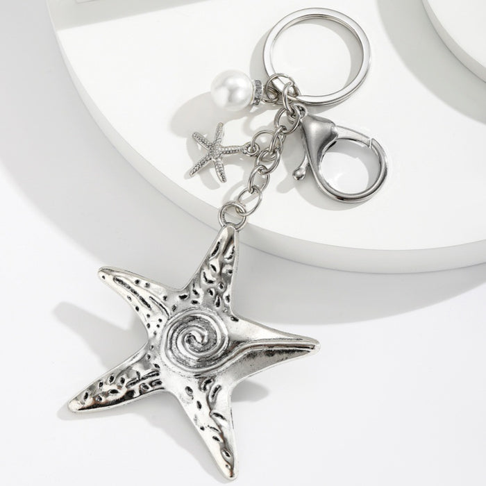 Wholesale Exaggerated Beach-Style Starfish and Conch Keychain