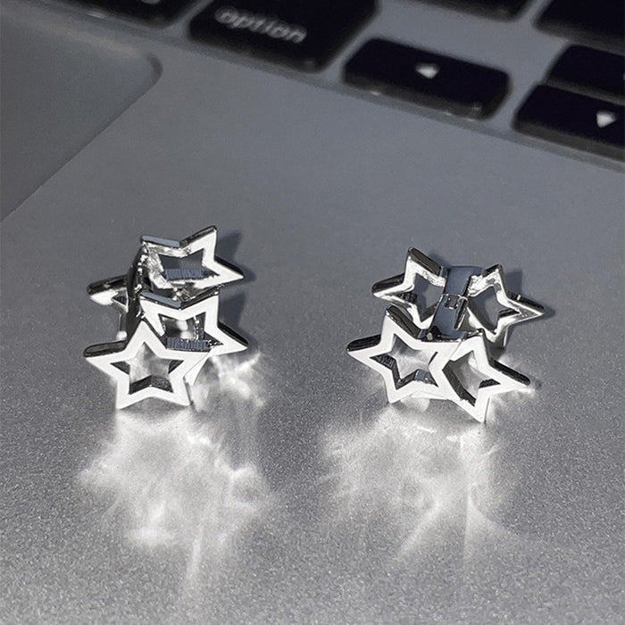 Wholesale Star Ear Buckle Earrings  Niche Design Simple Hollow Star Earrings