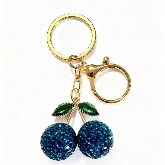 Wholesale Cute rhinestone cherry metal rhinestone keychain