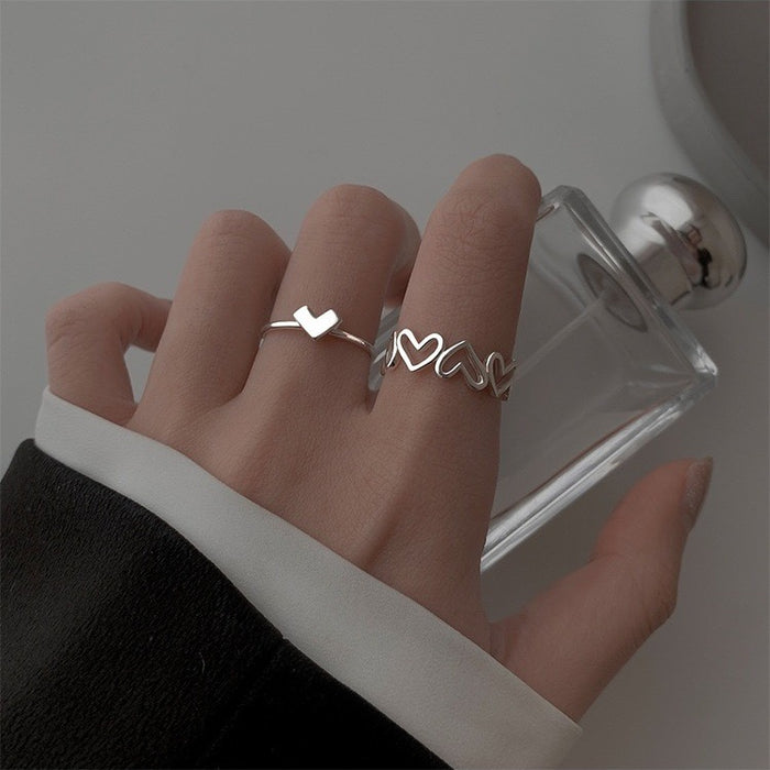 Wholesale Hollow out heart ring, open ring, niche design, index finger, personalized fashion ring