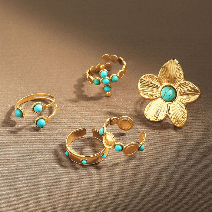 Wholesale Turquoise Personalized Stainless Steel Rings