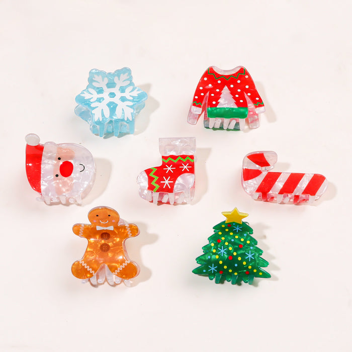 Wholesale Christmas Gingerbread Man Hair Claw Clip Festive Cartoon Snowflake Design PVC Women S Holiday Hair Accessory Trendy Gift For Resale
