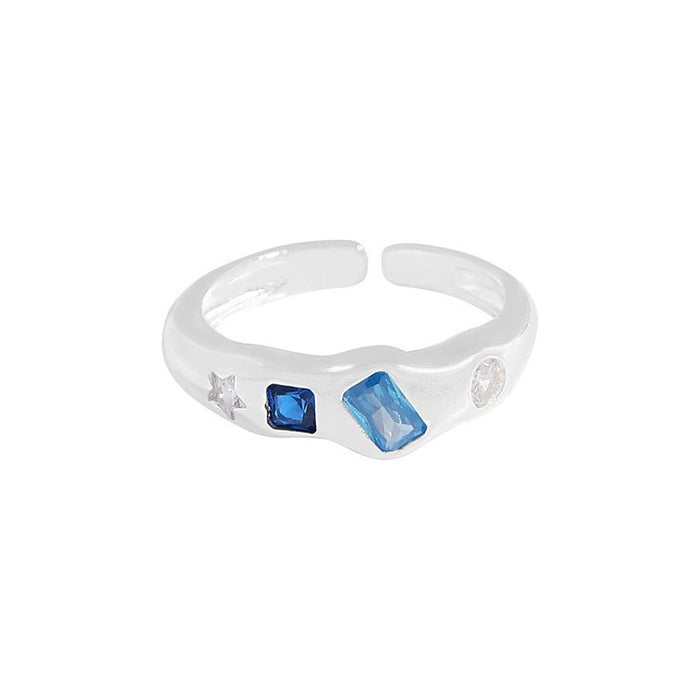 Wholesale Colorful zircon heart-shaped ring with female niche design, adjustable index finger ring ring