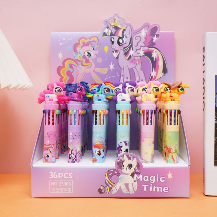 Wholesale Cartoon animal themed multi color pens ten color ballpoint pens