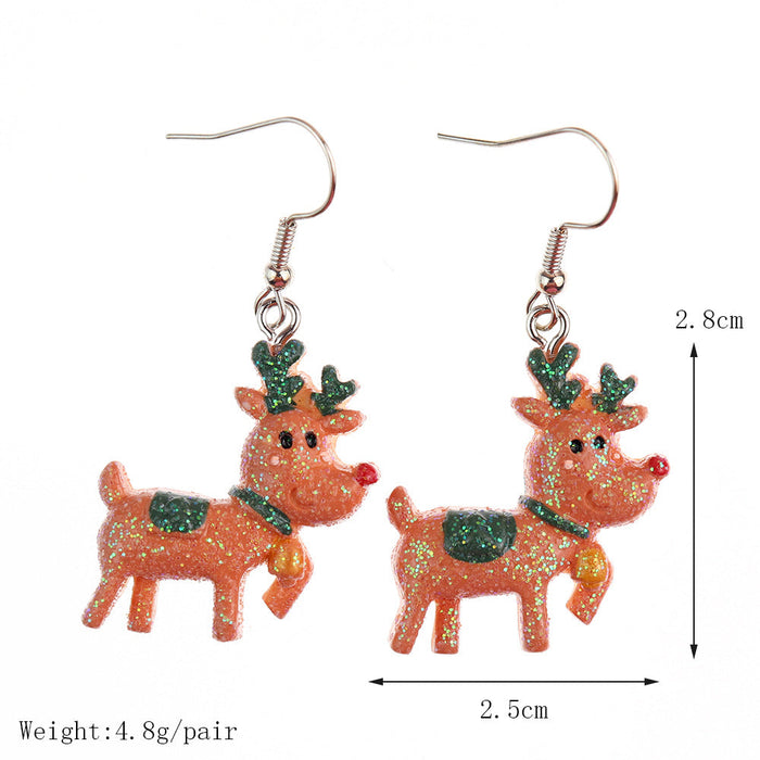 Wholesale Earrings Resin Santa Claus Snowflake Elk Bells Christmas Stockings JDC-ES-niqing023