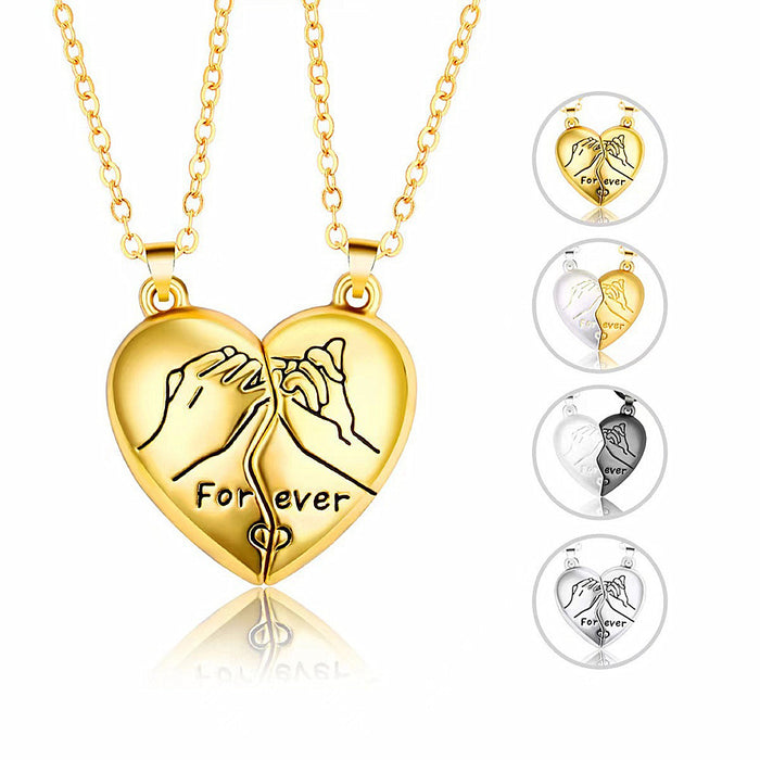 Wholesale Heart shaped couple necklace, creative design, heart inspired necklace, magnetic pendant, collarbone chain