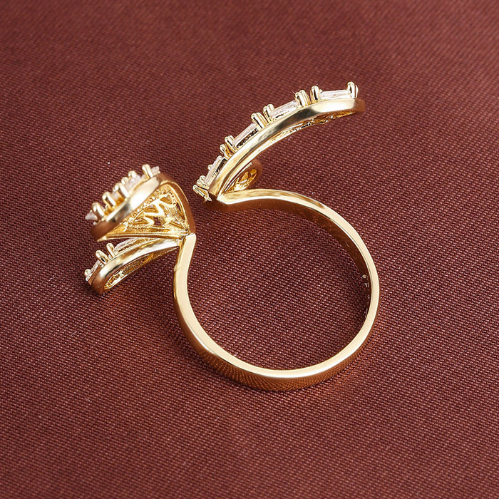 Wholesale Copper Zircon Butterfly Adjustable Ring Gold+ White Fashion Jewelry Accessory