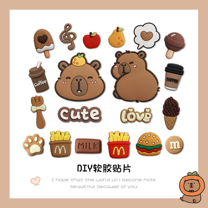 Wholesale 10pcs Cartoon Card Capybara Mobile Phone Case Water Cup Shoes iPad Shell Accessories Decoration Patch