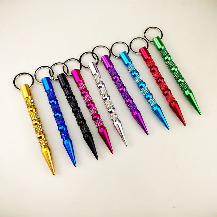 Wholesale Chic Rhinestone Self Defense Stick Keychain Black Alloy Fashion Jewelry Accessory Gift