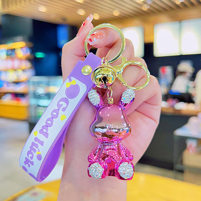 Al por mayor electroplation Sitting Diamond Rabbit Keychain JDC-KC-YDAO096