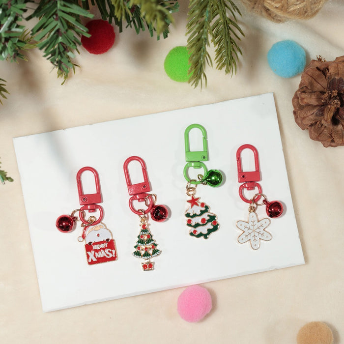 Wholesale Christmas gift keychain cartoon bell old man snowflake pendant bag jewelry pendant