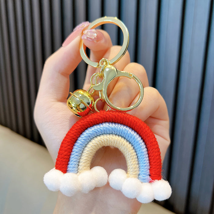 Wholesale Woven Cotton Thread Rainbow Cloud Keychain JDC-KC-WoA042