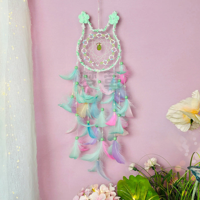 Wholesale Pink Rabbit Dream Catcher Handmade Feather Pendant Bedroom Decor MOQ≥2