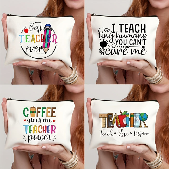 Wholesale Teacher' s printed canvas Makeup Bags