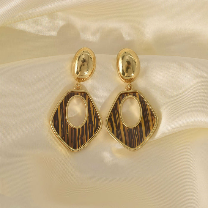 Wholesale Stainless Steel Geometric Earrings Polygonal Hollow Earrings