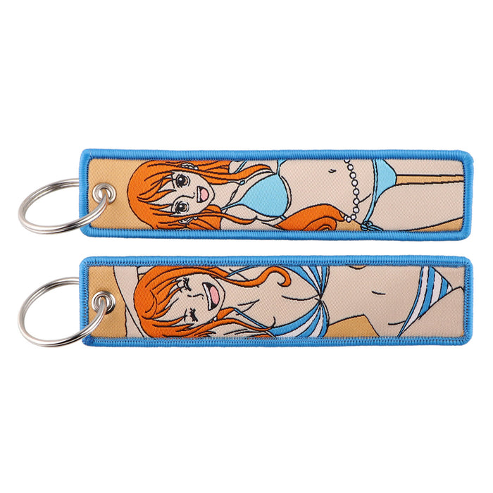 Wholesale Woven Label Keychain Cartoon Keychain Bag Pendant Woven Fabric Chain