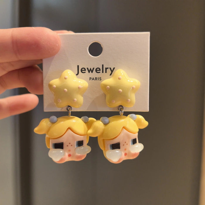 Wholesale Cartoon Crying Bag Creative Baby 925 Silver Needle Funny Fashion Earrings