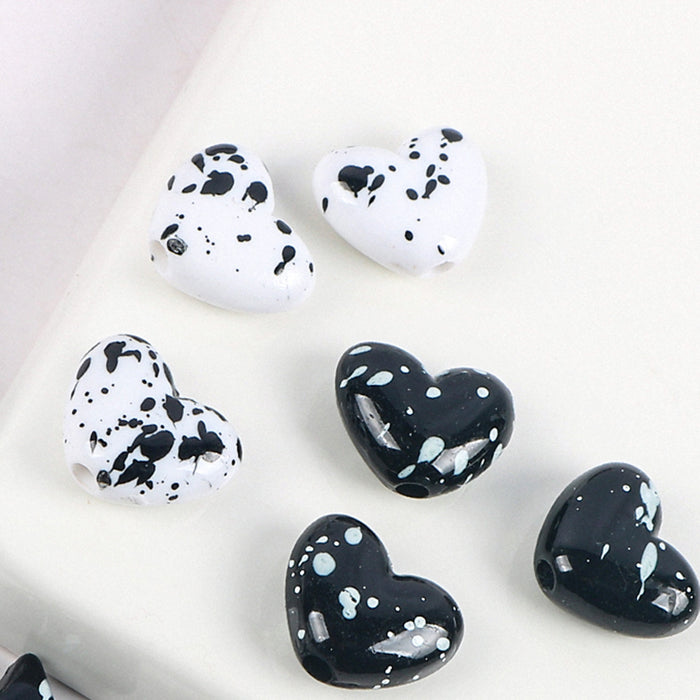 Wholesale New Acrylic Black and White Contrast Effect Love Beads Love Beads Love Beads Loose Beads