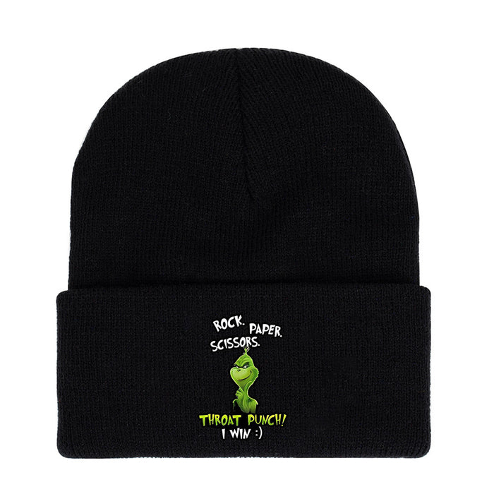 Wholesale Green Monster Knitted Hat Printed Earmuffs Windproof Wool Hat Japanese Style Dome Basic Warm Autumn and Winter Men and Women JDC-FH-WDM012