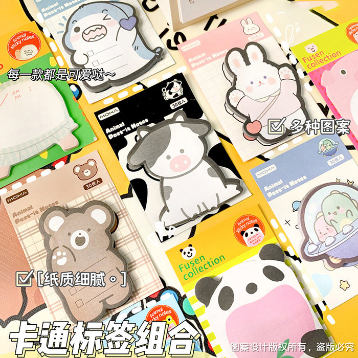 Wholesale Cute Animal-Shaped Sticky Notes - 30 Sheets Cartoon Notepad for Everyday Use minimum quantity: 2