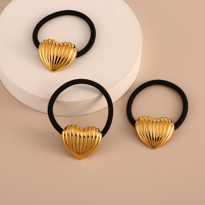 Wholesale Personalized new stainless steel headband, heart-shaped headband, elastic headband, high-end straw hat headband