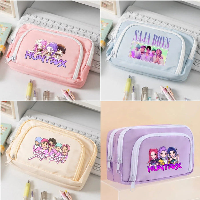 Wholesale KPOP Candy-colored cartoon print Pencil Bags for primary and secondary school girls