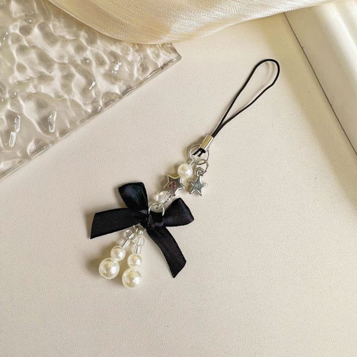 Wholesale Jewelry Sweet Girl's Heart Pearl Bow Pendant Mobile Phone Hanging Rope Chain