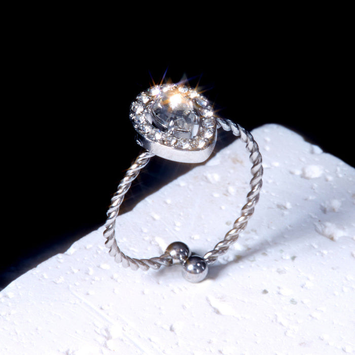 Wholesale stainless steel love diamond adjustable ring sparkling ring