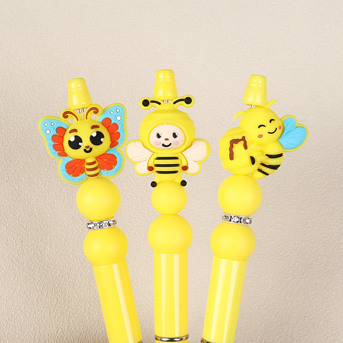 Wholesale 20pcs Cartoon bee silicone beads jewelry loose beads children DIY bead pen three-dimensional silicone beads