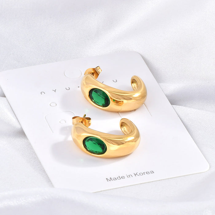 Wholesale fashionable stainless steel inlaid zircon earrings for wome