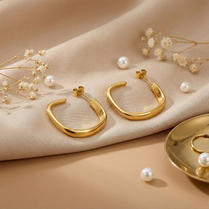 Wholesale Stainless steel Gold Square Hoop Earrings