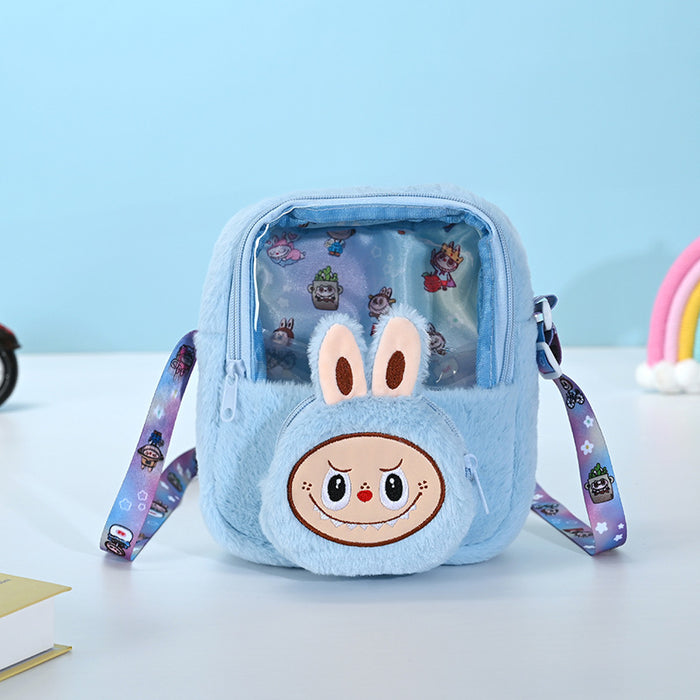 Wholesale Transparent Visible Plush Cartoon Doll Crossbody Bag and Backpack