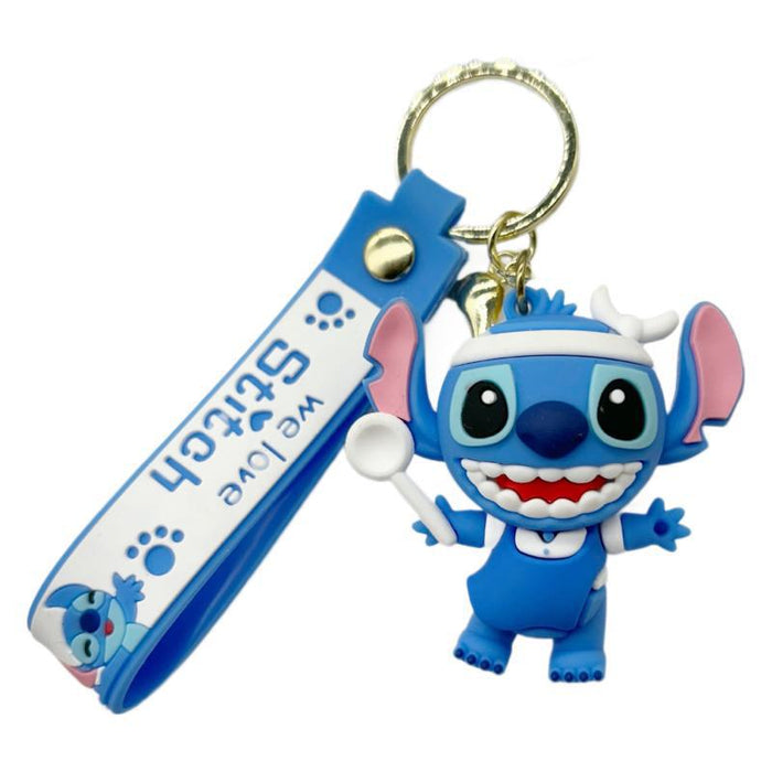 Wholesale  cartoon stillson keychain couple schoolbag pendant car key chain