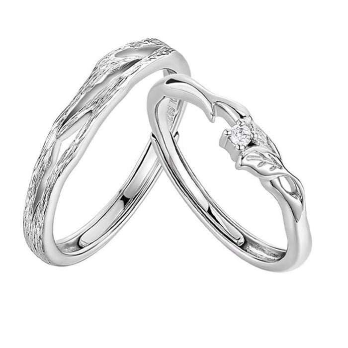 Wholesale Pure silver paired ring, light luxury, romantic, niche design, high-end feel, adjustable opening ring