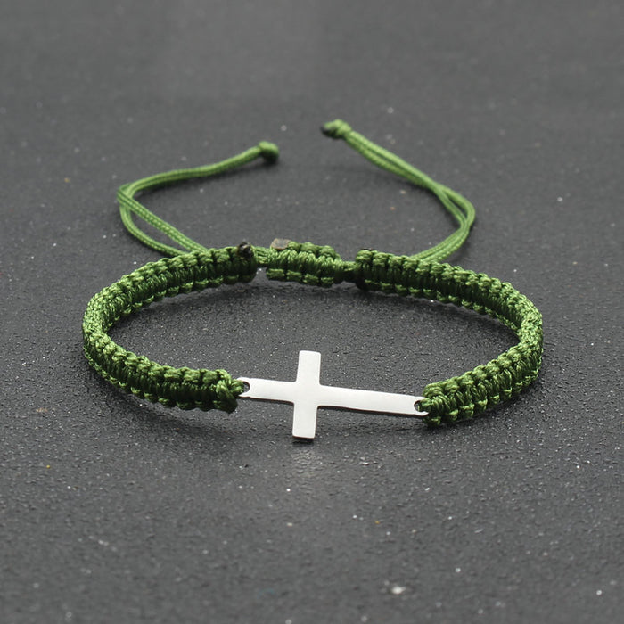 Wholesale Stainless Steel Cross Bracelet Hand Woven Couple Bracelet JDC-BT-SX003