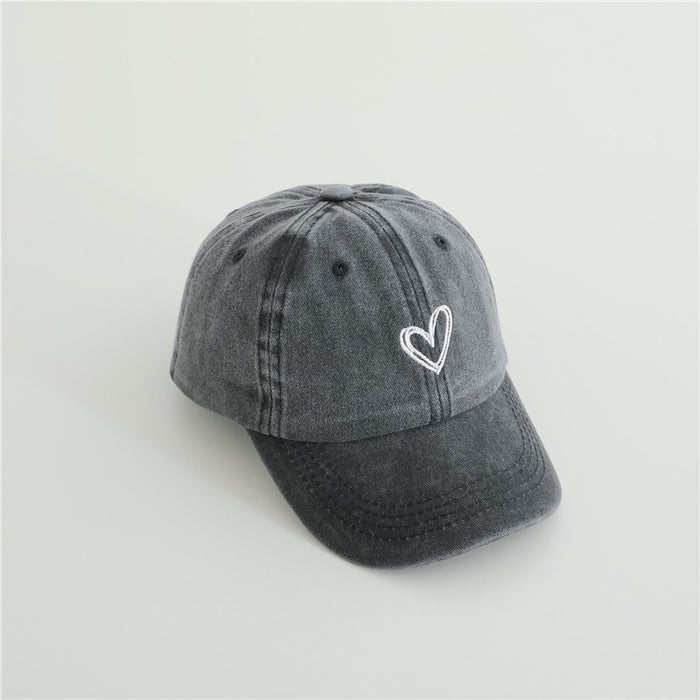 Wholesale Children's Duck Tongue Hat Baby Retro Washed Cowboy Double Love Embroidered Sunshade Baseball Hat