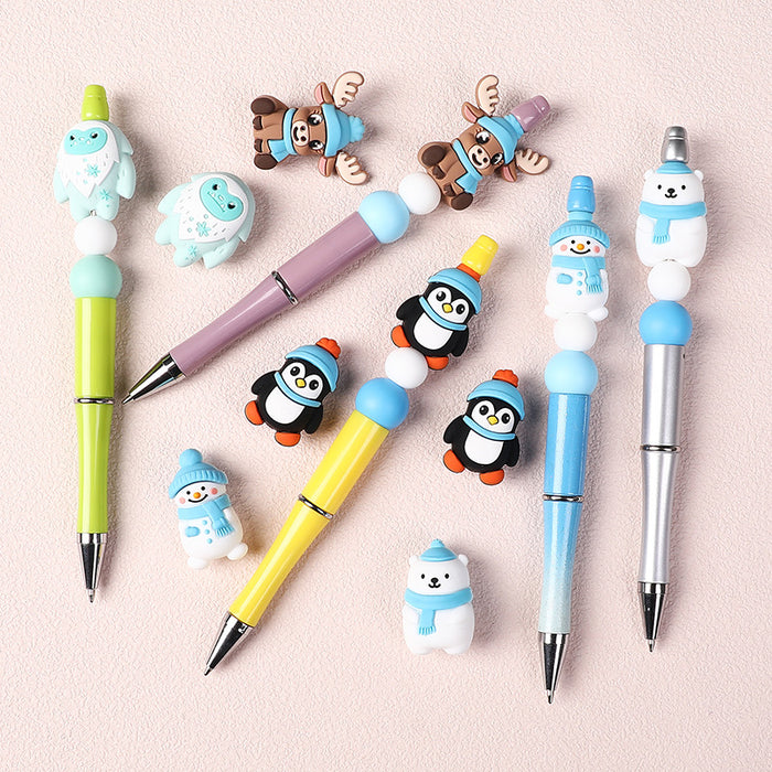 Wholesale 20pcs Christmas elk cartoon silicone beads keychain men and women bracelet accessories snowman beads