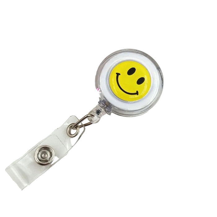 Wholesale Smiley face pull buckle retractable buckle Badge Reels Keychains
