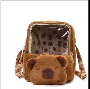 Wholesale Plush Capybara Backpack Cute Crossbody Handbag Female Cartoon Student Small Backpack