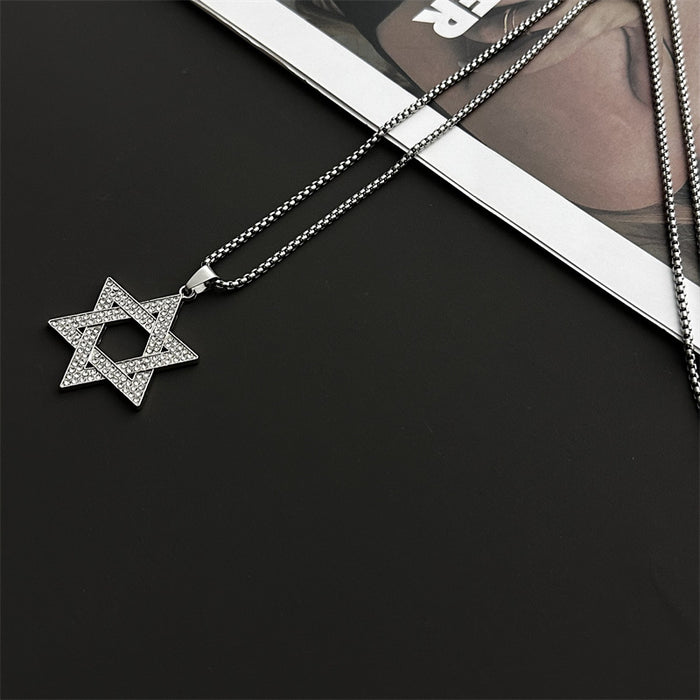 Wholesale Diamond Hexagram Creative Necklace Sweater Chain JDC-NE-hanbo006