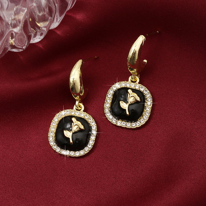 Wholesale New rose blossom earrings with a niche design, high-end and luxurious temperament, versatile accessories wholesale