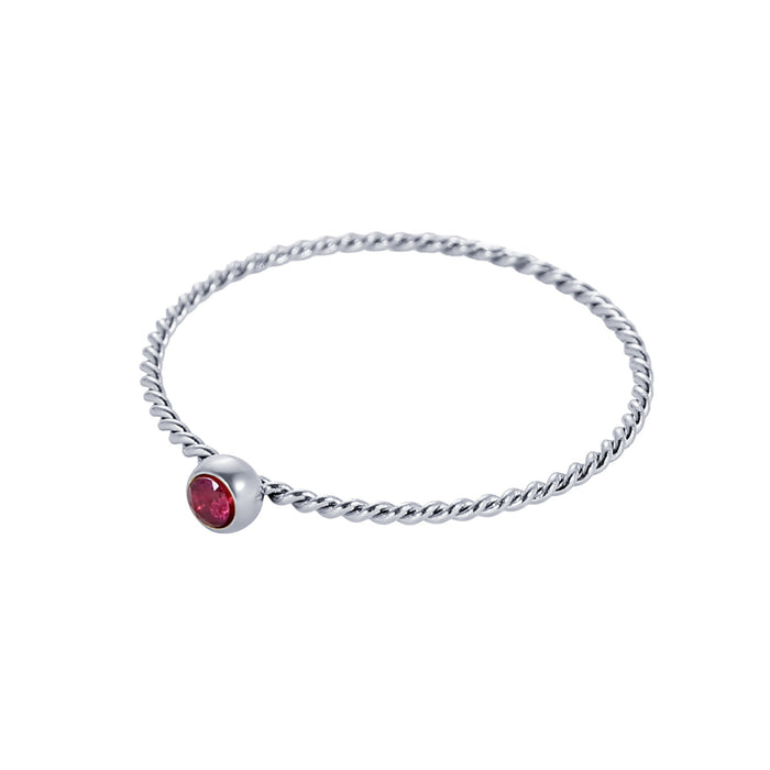 Wholesale Twisted ring with zircon ring stainless steel gold-plated birthstone twisted tail ring